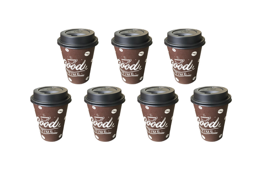 Paper Cup with Lid Printed Design 8oz Pack of 7 Assorted Designs 2209 (Parcel Rate)