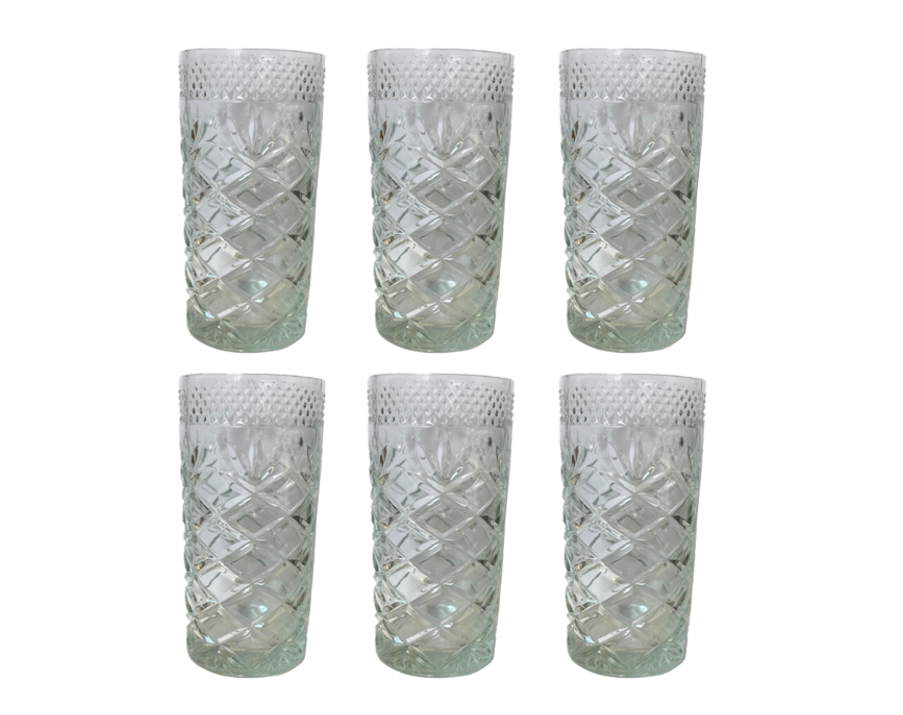 Tumbler Drinking Glasses 13 x 6.7 cm Set of 6 Assorted Designs 3580 (Parcel Plus Rate)