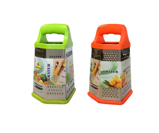 6 Sided Hexagon Metal Cheese Shredder Grater 11 x 12 x 19.5 cm Assorted Colours 4766 (Parcel Rate)