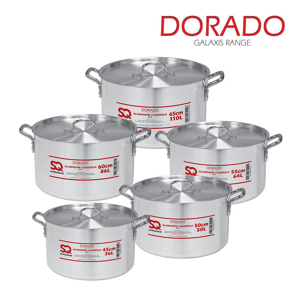 SQ Professional Galaxis Dorado Catering Aluminium Casserole Set of 5 45-50-55-60-63cm 5873 (Big Parcel Rate)