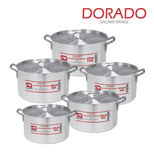 SQ Professional Galaxis Dorado Catering Aluminium Casserole Set of 5 45-50-55-60-63cm 5873 (Big Parcel Rate)