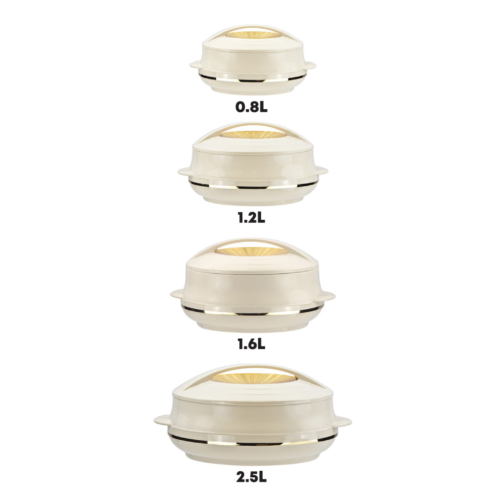 SQ Professional Olympic Insulated Hot Pot Set of 4 0.8L - 1.2L - 1.6L - 2.5L Beige Gold 2746 (Big Parcel Rate)