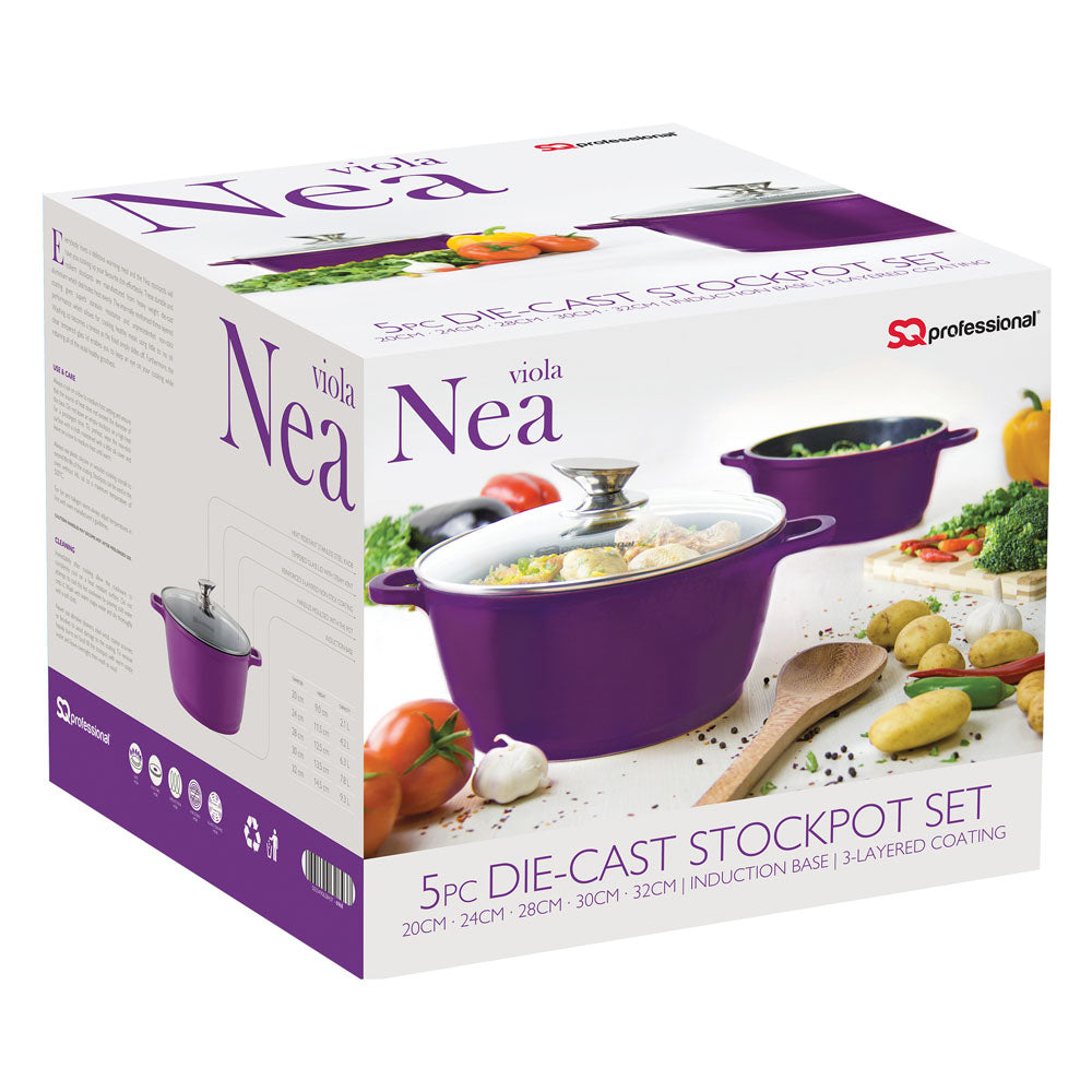 SQ Professional Nea Stockpot Set of 5 Viola P97156 (Big Parcel Rate)