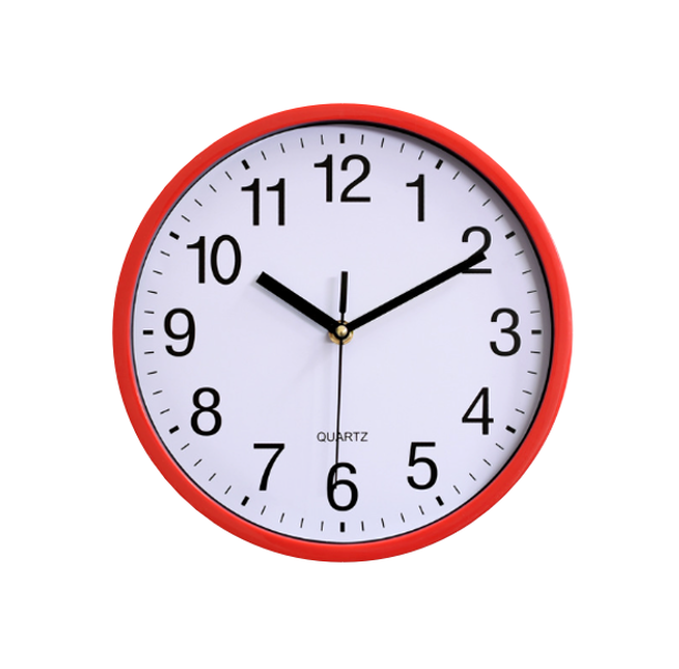 Standard Round Wall Clock 24 cm Assorted Colours 6987 (Parcel Rate)