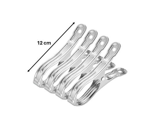 Jumbo Metal Laundry Clothes Pegs Clips Clamp 12 x 4 cm Pack of 4 7474 (Parcel Rate)