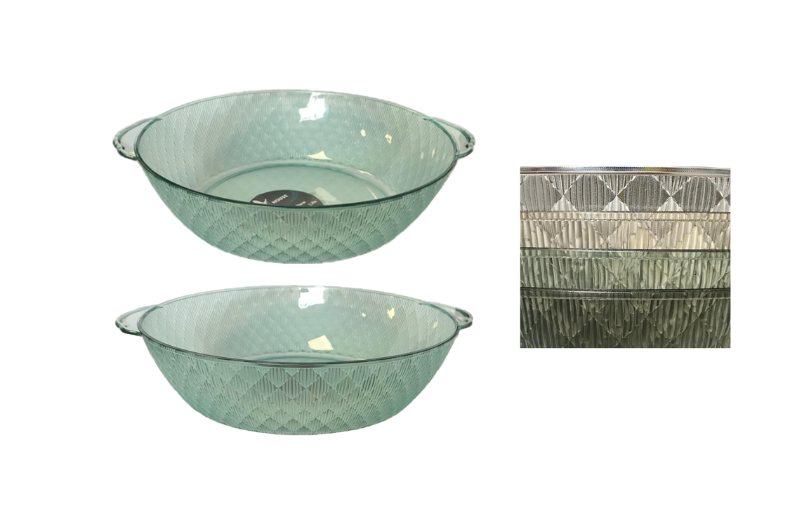 Round Diamond Patterned Fruit Serving Bowl with Handles 28.5 x 9 cm Assorted Colours 7616 (Parcel Rate)