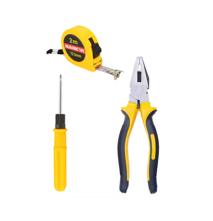 DIY Boxed Tools Kit Set of 3 Pliers Screwdriver Measuring Tape 7667 (Parcel Rate)