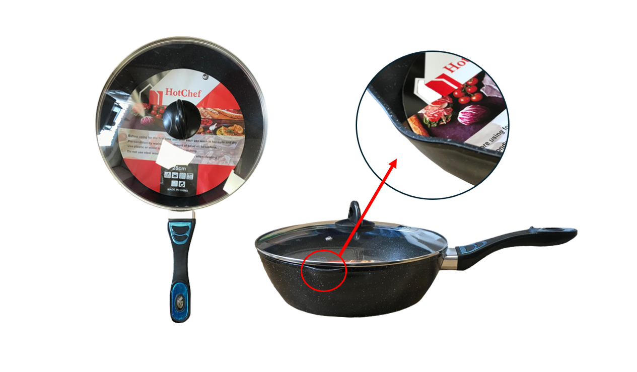 Frying Pan with Deep Base and Glass Lid 28 cm Speckled Assorted Colours 7820 (Parcel Rate)