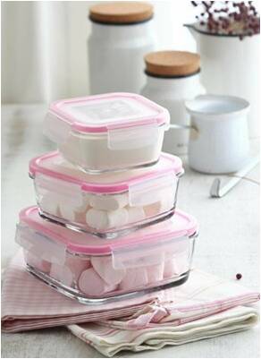 Glass Food Storage Container 375cc Assorted Colours FRS227KDP (Parcel Rate)