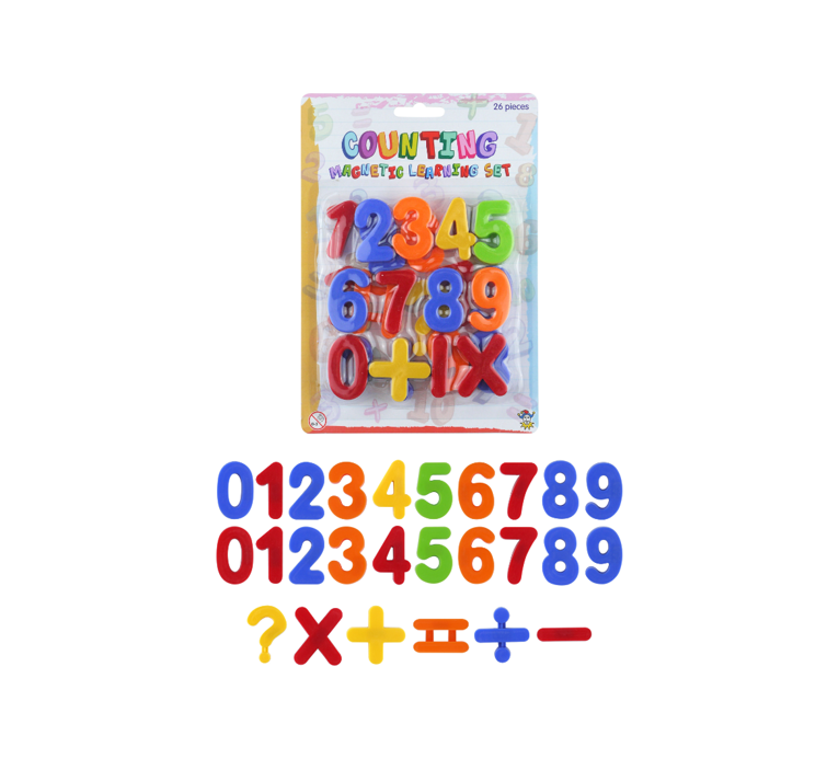 Magnetic Alphabet Numbers 0 - 9 Set 4cm 26 Pieces Assorted Colours L79111 (Parcel Rate)