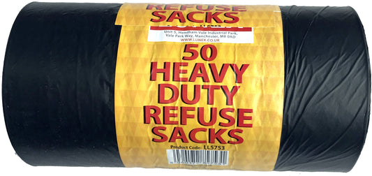 Black Heavy Duty Refuse Sacks Roll of 50 LL5753 A (Parcel Rate)