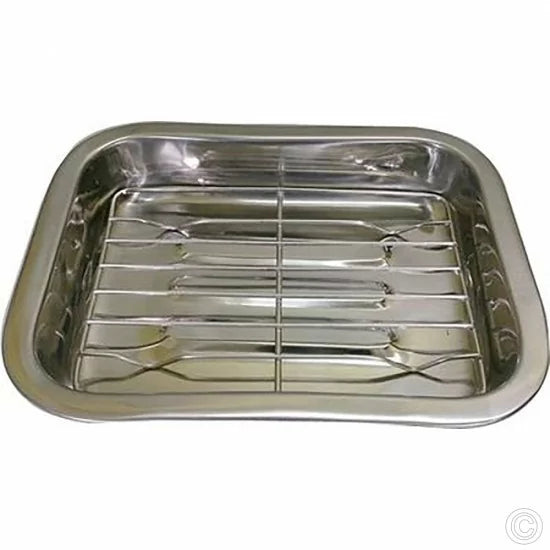 Stainless Steel Roasting Lasagne Tray with Handless and Rack 30cm ST3237 (Parcel Rate)