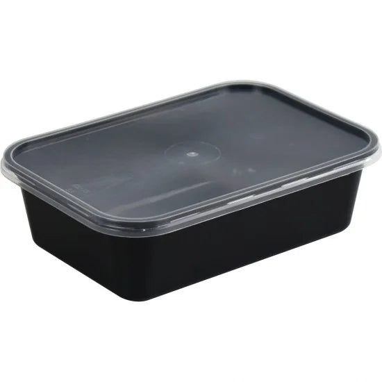 CaterGold Black Base Plastic Food Storage Containers 650cc Pack of 5 ST81260 (Parcel Rate)