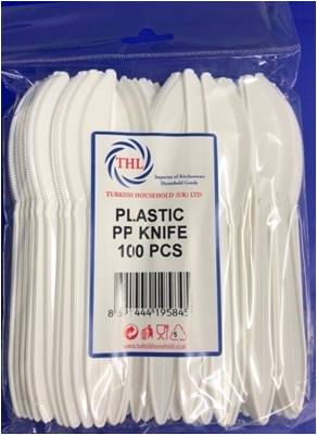 Plastic Disposable White Knife 100 Piece THL9584 (Parcel Rate)