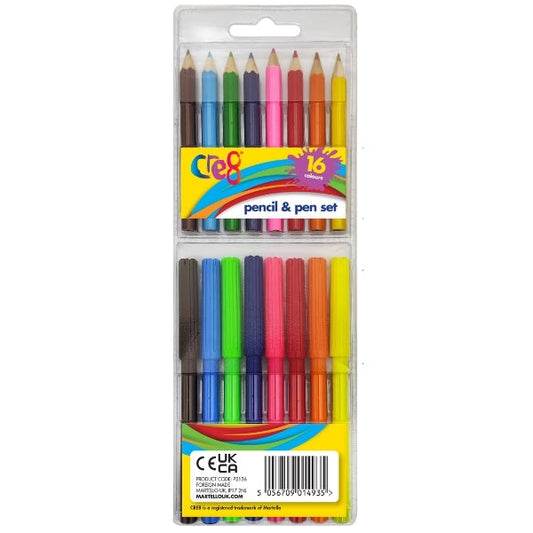 Cre8 Pen and Pencil Set of 16 Assorted Colours (Parcel Rate) (Copy)