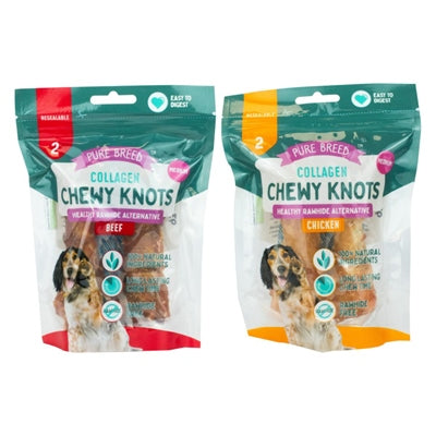 Pet Dog Treats Collagen Chewy Knots Medium Pack of 2 Assorted Flavours 323898 (Parcel Rate)