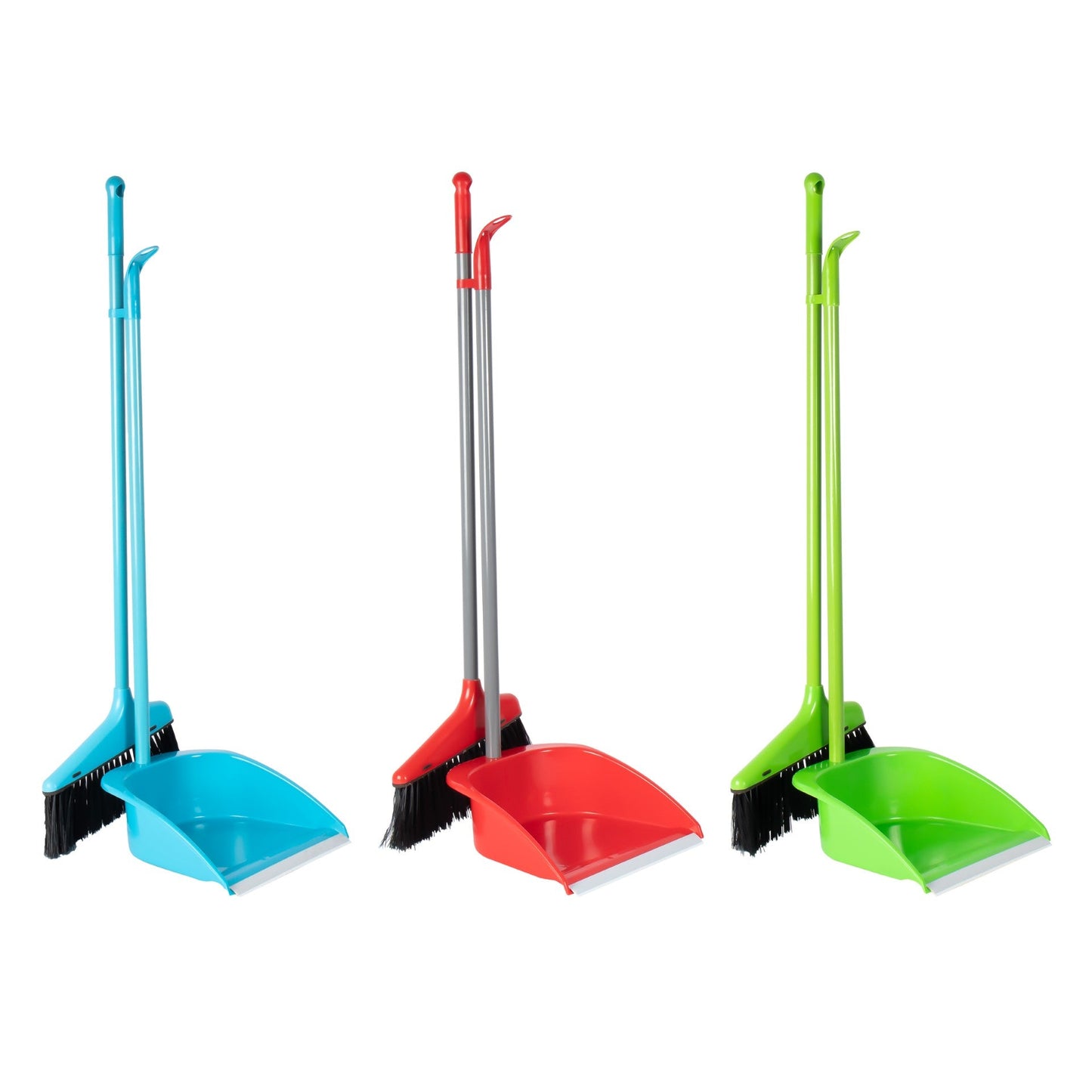 Plastic Dustpan and Brush Set of 2 Long Handle Assorted Colours 11065 (Big Parcel Rate)