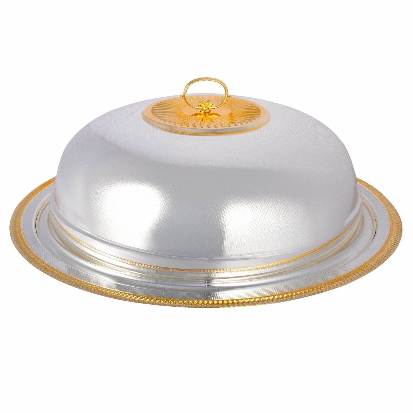 SQ Professional Durane Ornate Party Food Serving Cloche with Tray Silver 56958XLSG 65 x 65 x 19 cm Round Dome 11205 (Big Parcel Rate)