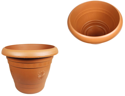 Plastic Garden Flower Plant Pot 30 x 28cm Brown (Parcel Rate)