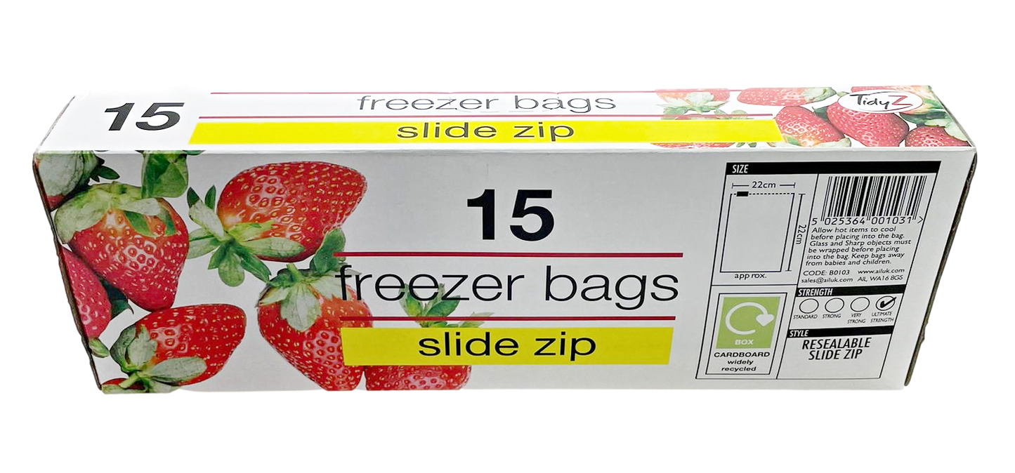 Slide Lock Seal Freezer Bags 20.3 x 17.8 cm Pack of 15 0176 (Parcel Rate)