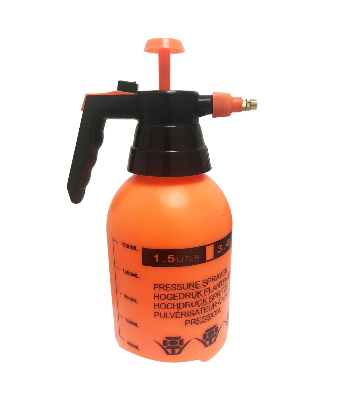 Orange Water Spray Pressure Can 1.5 Litre Outdoor Garden Pressure Spray 0824 (Parcel Rate)