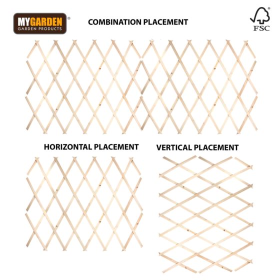 Garden Expanding Wooden Trellis Natural 180 x 120 cm 0908 (Parcel rate)