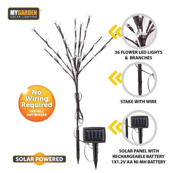 Garden Solar Powered Petal Lights Bright White 71cm 36 LED 1054 (Parcel Rate)