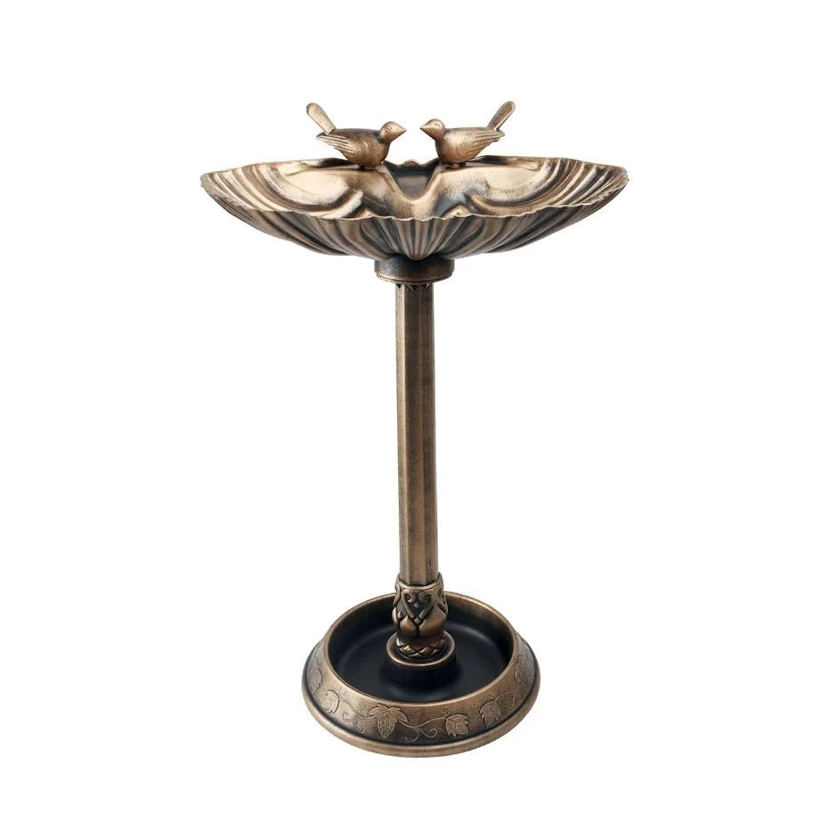 Bronze Effect Bird Bath With Bird Designs 1177 (Parcel Rate)