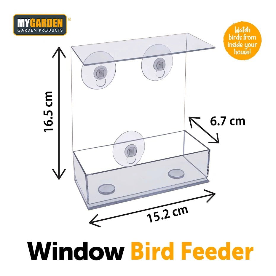 Plastic Window Bird Feeder 15.2 x 6.7 x 16.5 cm 1179 (Parcel Rate)