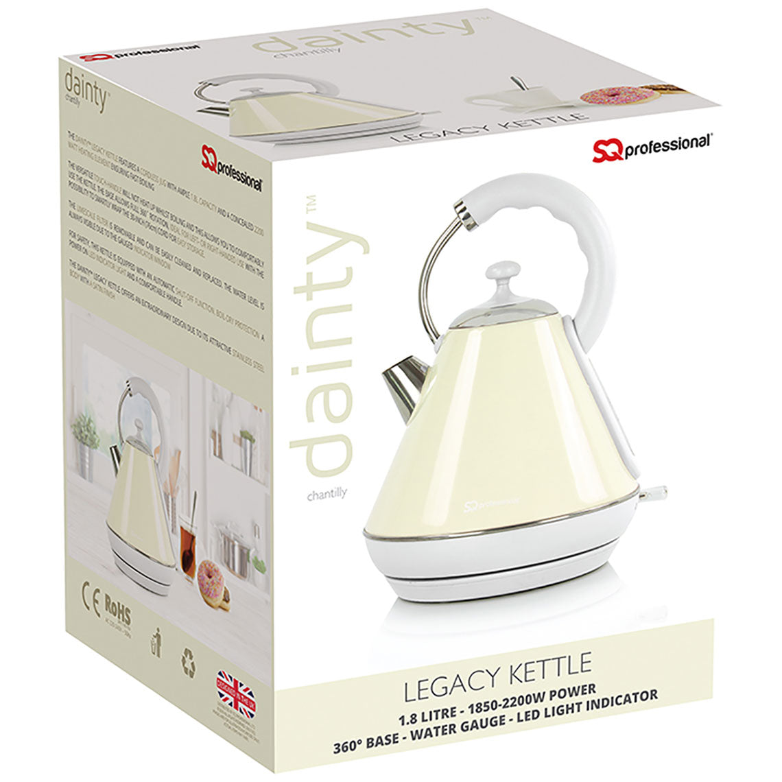 SQ Professional Dainty Legacy Kettle 1.8 Litre 2200 Watt Seafoam 9559 / 5978 (Parcel Rate)