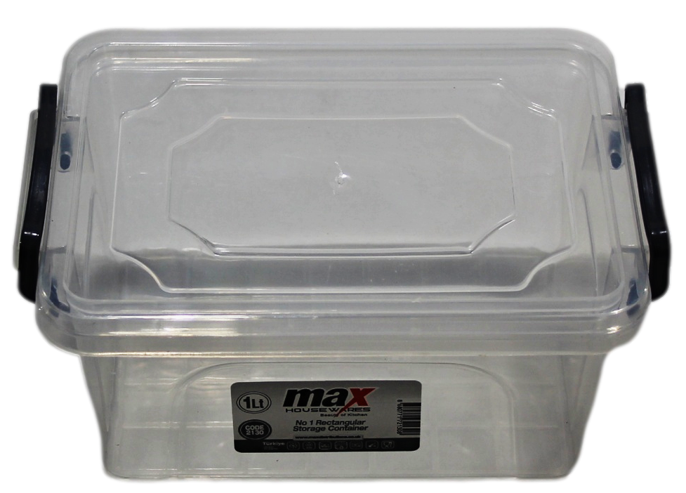 Clear Plastic Rectangle Storage Box 1 Litre 17 x 12 x 8 cm 2130 (Parcel Rate)