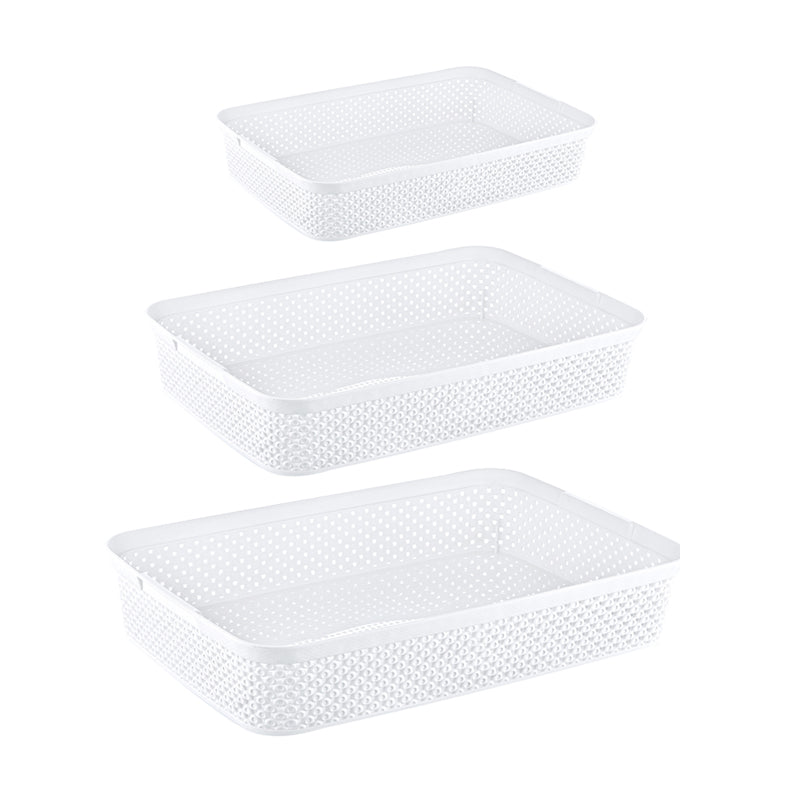 Plastic Hobby Style 3 Piece Organiser Basket Set Storage Clothes Makeup Set 041271 (Parcel Rate)