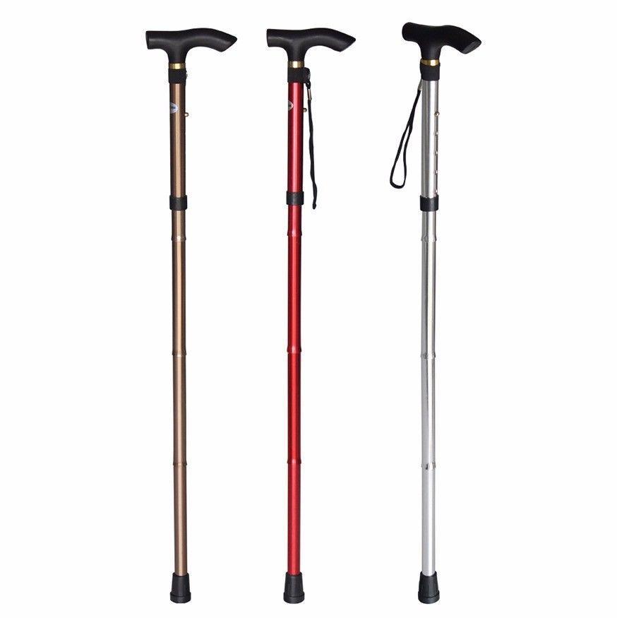 Easy Folding Lightweight Walking Stick Adjustable Aluminium Cane Assorted Colours 2838 A (Parcel Rate)