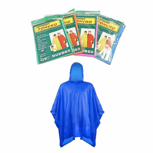 Children's Waterproof Plastic Poncho Raincoat 45" x 72" Assorted Colours 4837 A (Large Letter Rate)