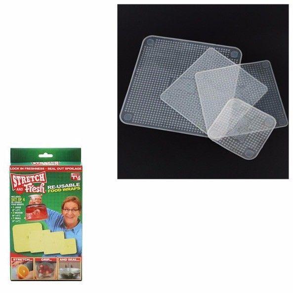 Kitchen Stretch And Fresh Reusable Food Wrap Covers Pack of 4 Assorted Sizes 4335 (Large Letter Rate)