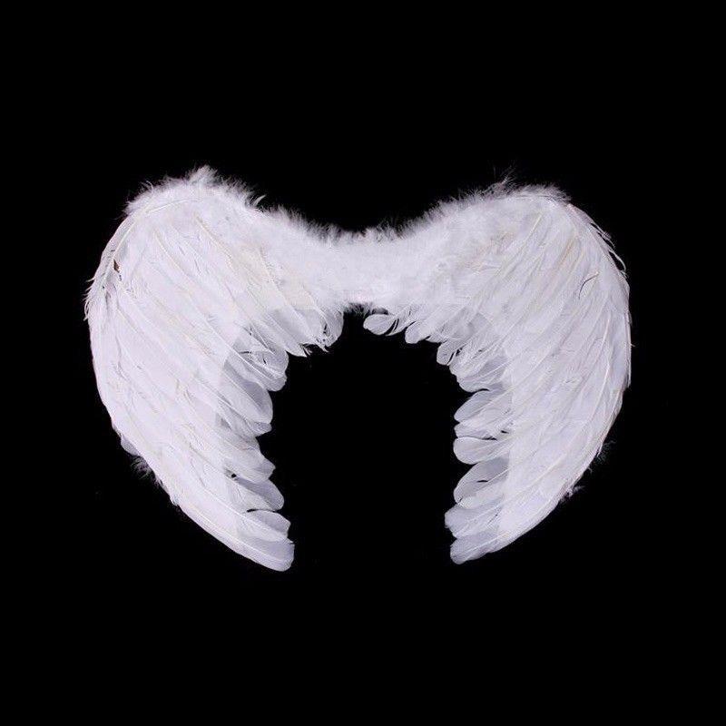 Halloween Fancy Dress Up Angel Feathered Wings With Elastic Straps 38 x 50 cm 1482 (Parcel Rate)