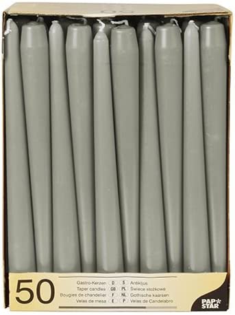 50 Grey Taper Candles 250mm 84805 (Parcel Rate)