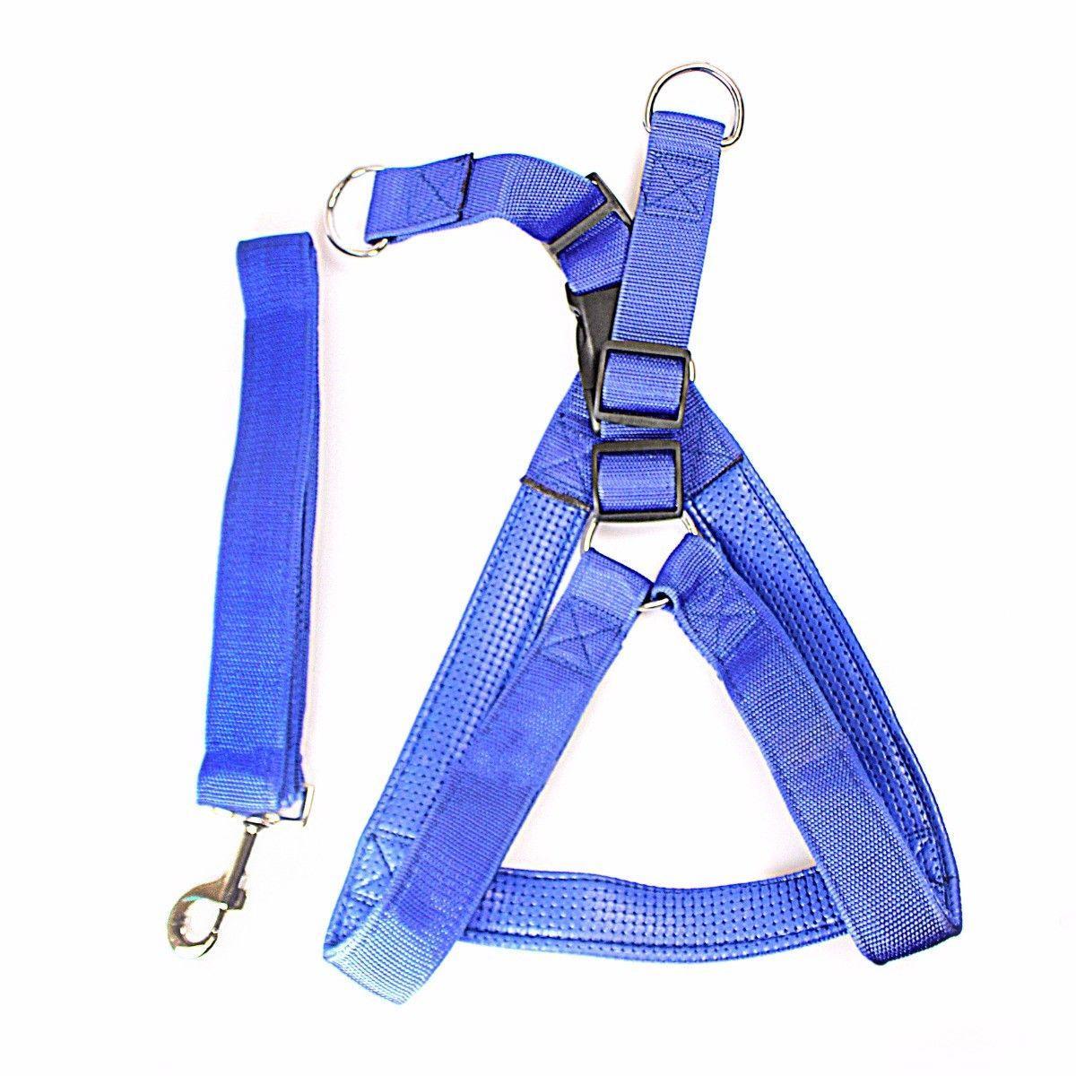 Heavy Duty Dog Harness Big Nylon Belt With Harness Attached In Blue And Red Pet 0056 A (Large Letter Rate)