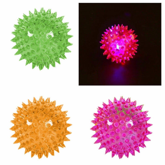 Flashing Light Up Spikey Bouncing Balls Assorted Colours 2491 A (Parcel rate)