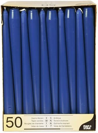 50 Dark Blue Taper Candles 250mm 17965 (Parcel Rate)