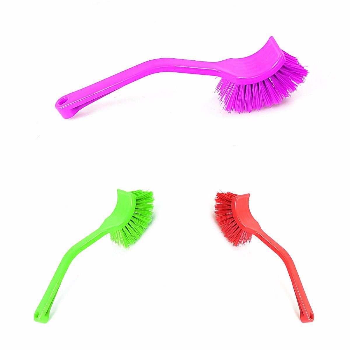 Plastic Dish Scrubber Brush 19 cm Assorted Colours 4028 (Parcel Rate)