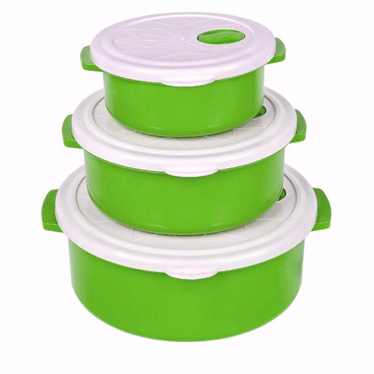 Durable Airtight Set Of 3 Stackable Handled Kitchen Containers 9421 (Parcel Rate)