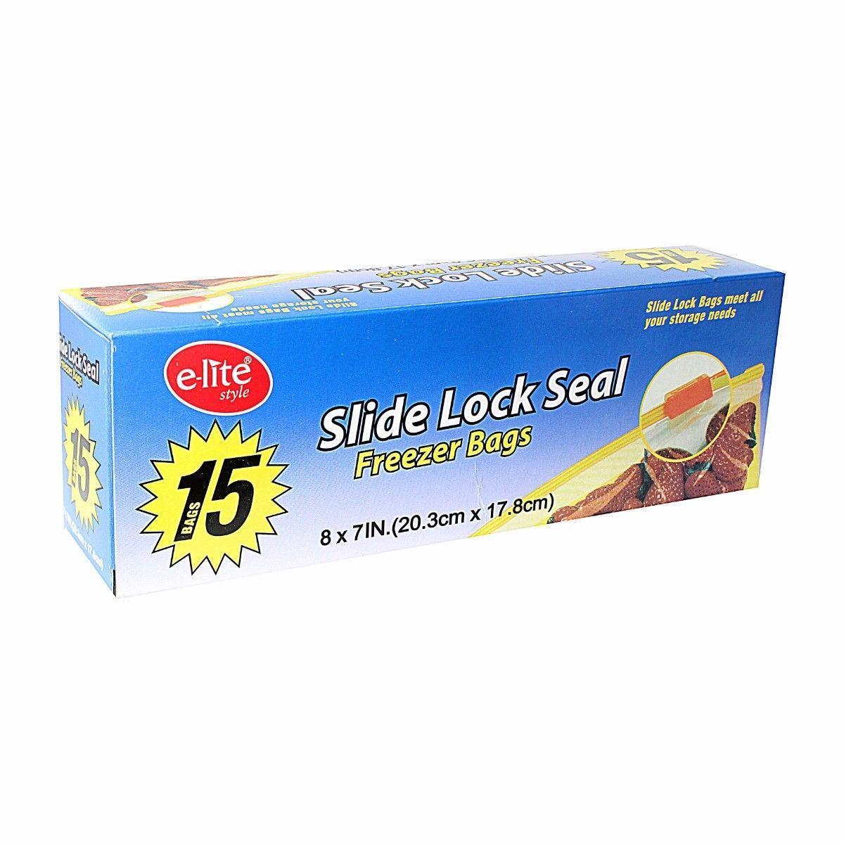 Slide Lock Seal Freezer Bags 20.3 x 17.8 cm Pack of 15 0176 (Parcel Rate)