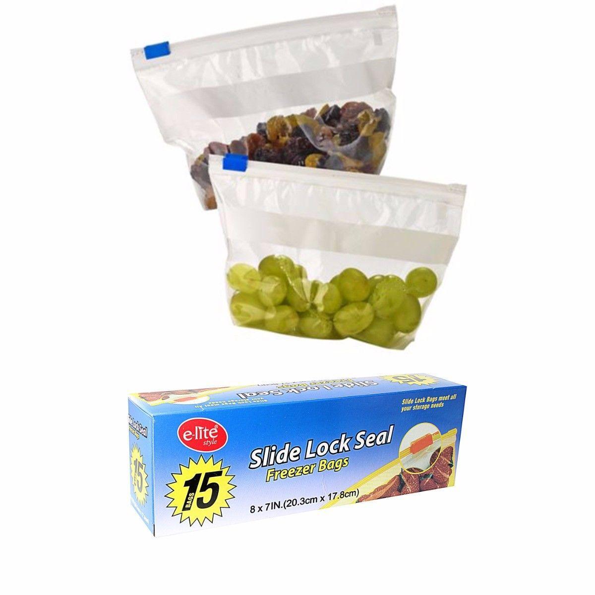 Slide Lock Seal Freezer Bags 20.3 x 17.8 cm Pack of 15 0176 (Parcel Rate)