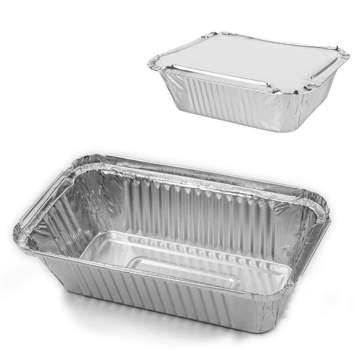 Aluminium Foil Containers with Lids 20 x 11 x 5.5 cm Pack of 5 SK1054 (Parcel Rate)