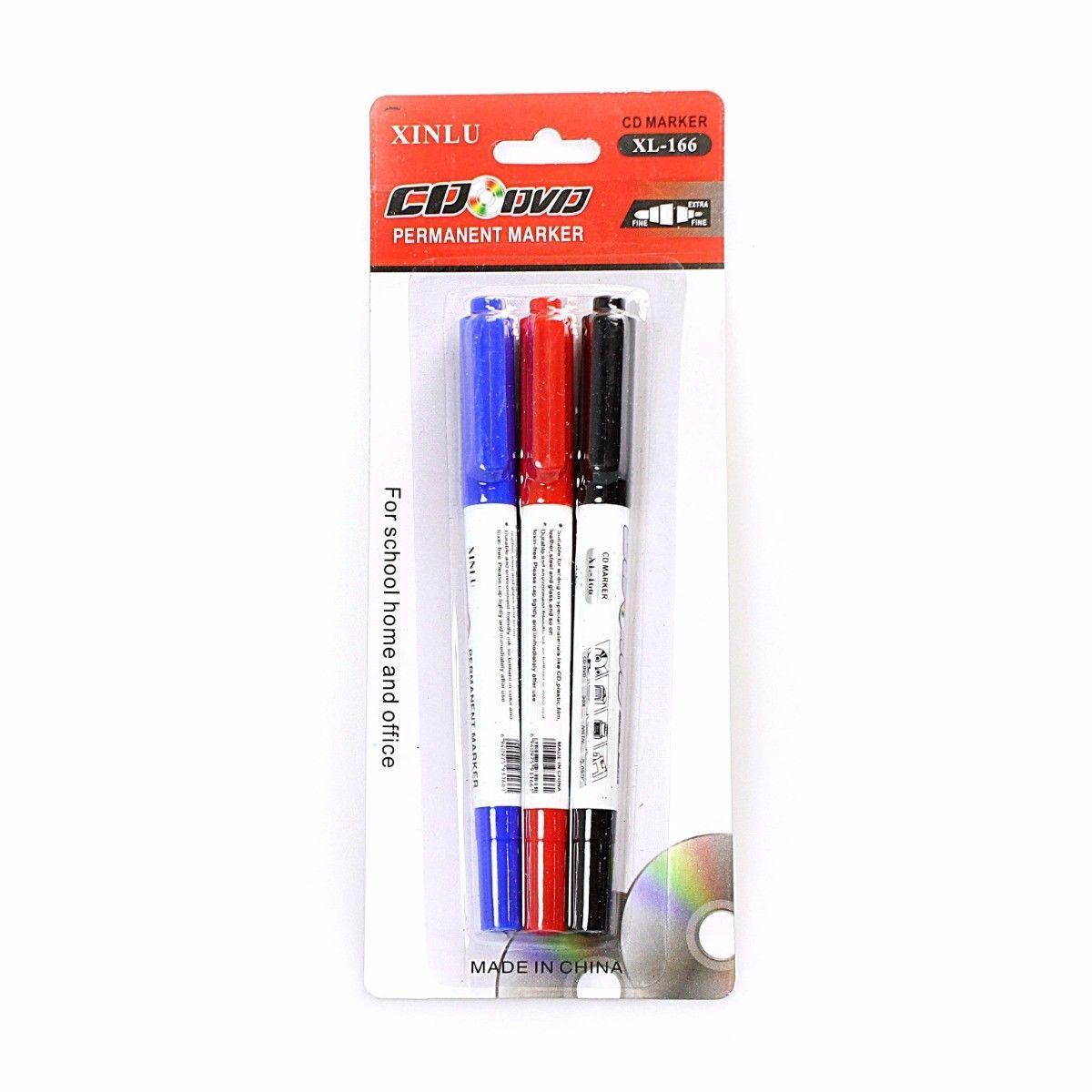 Pack Of 3 Assorted Colour Permanent Marker Pen For DVD/CD Stationery Home Office 0761 (Large Letter Rate)