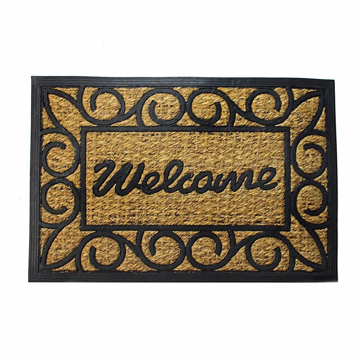 WELCOME Door Mat In Black Home Outdoors 09071 (Parcel Rate)