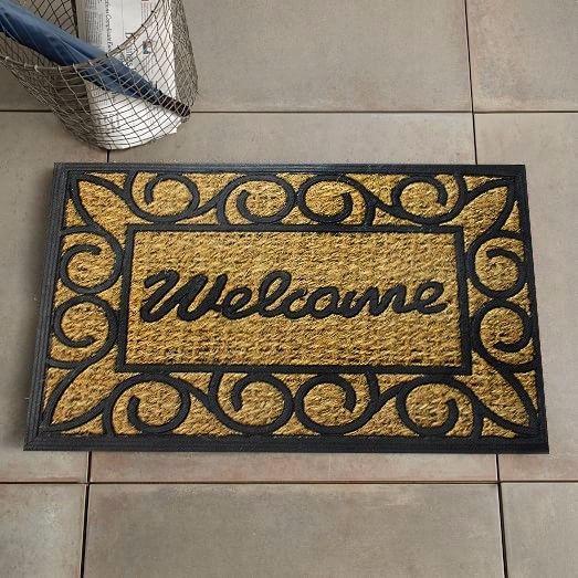 WELCOME Door Mat In Black Home Outdoors 09071 (Parcel Rate)