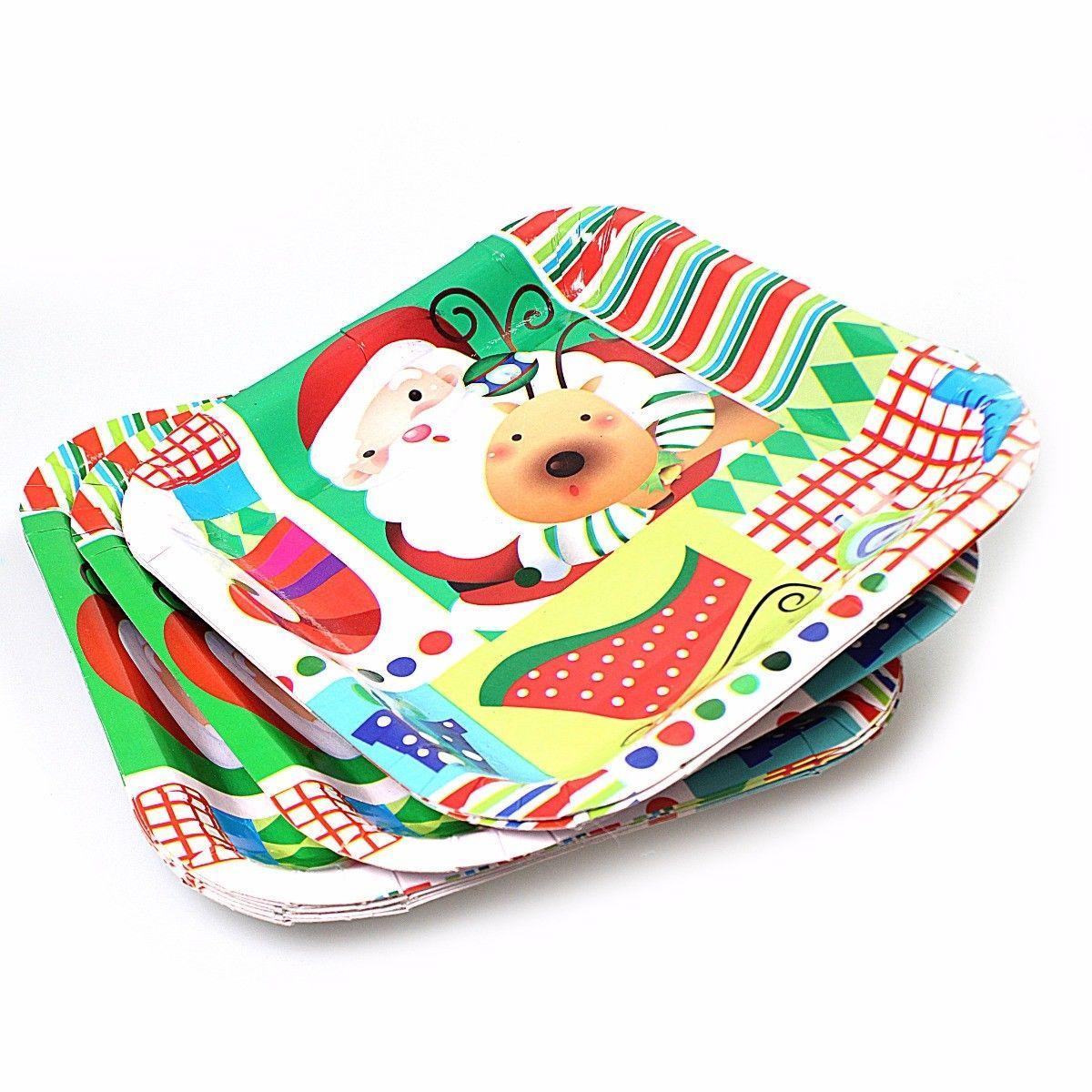 Pack of Christmas Party Paper Plates Medium 23 cm Assorted Designs 1672 (Large Letter)