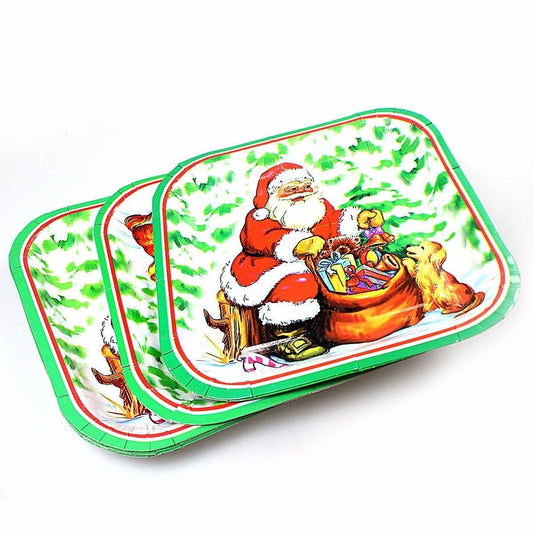 Pack of Christmas Party Paper Plates Small 18.3 x 18.3 cm Assorted Designs 1673 (Parcel Rate)